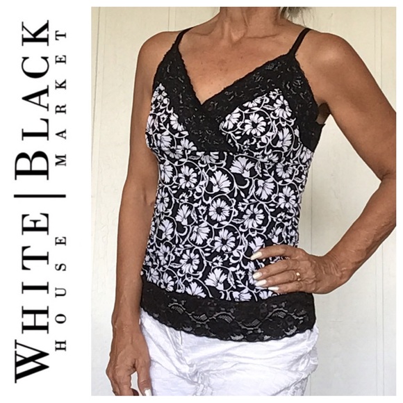 WHITE HOUSE BLACK MARKET LACE HEM CAMISOLE SMALL - Picture 2 of 15